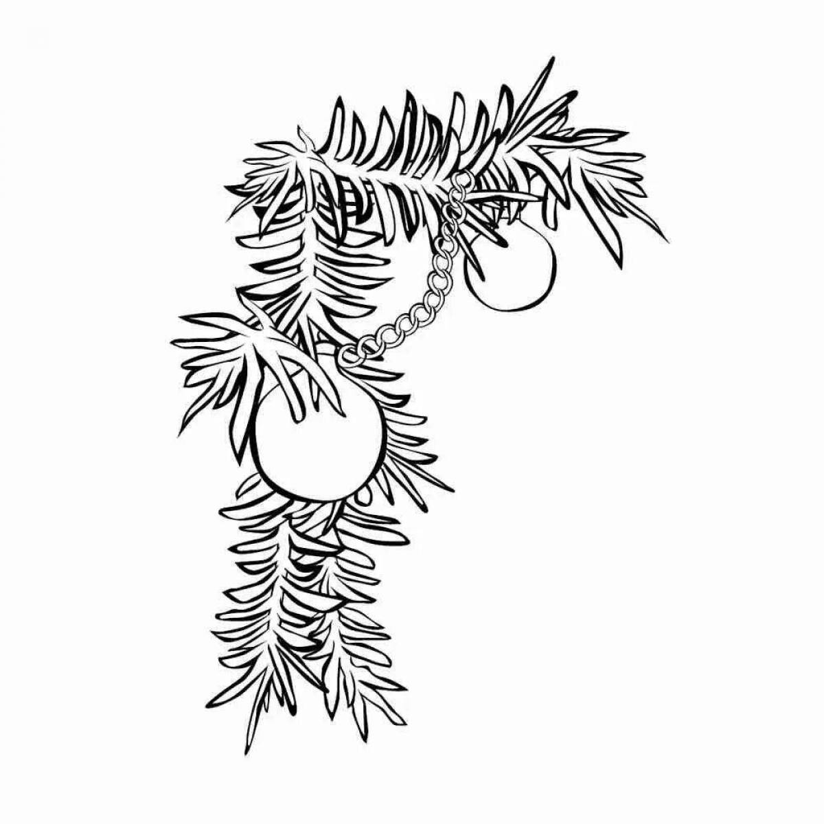 Coloring page shining spruce branch