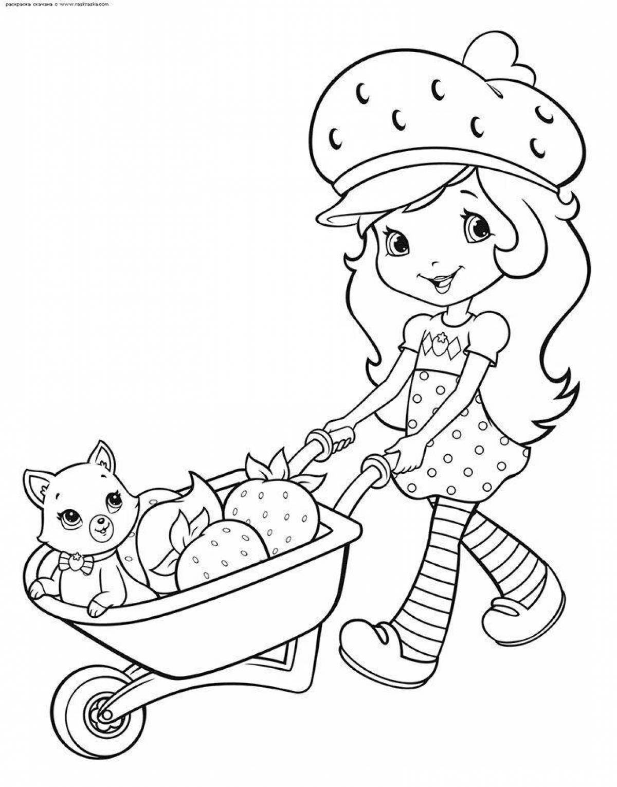 Coloring book funny strawberry