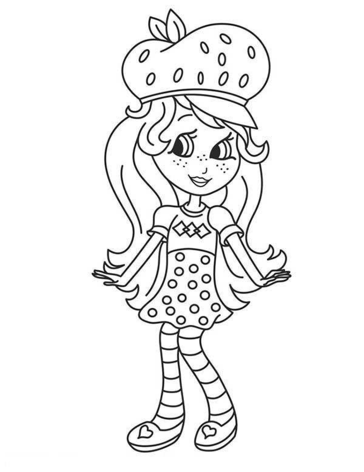 Bright strawberry girl coloring book