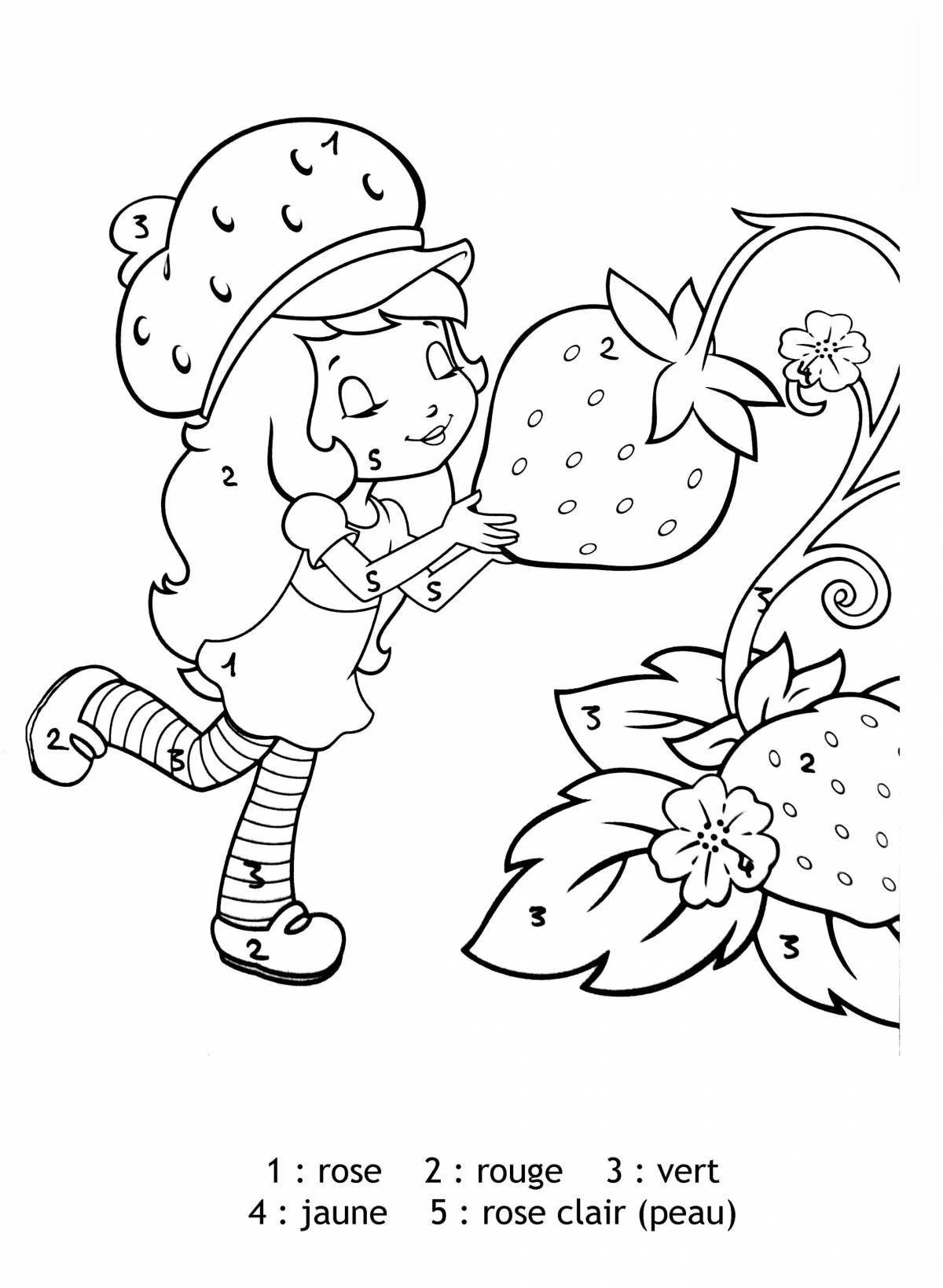 Colorful strawberry coloring page