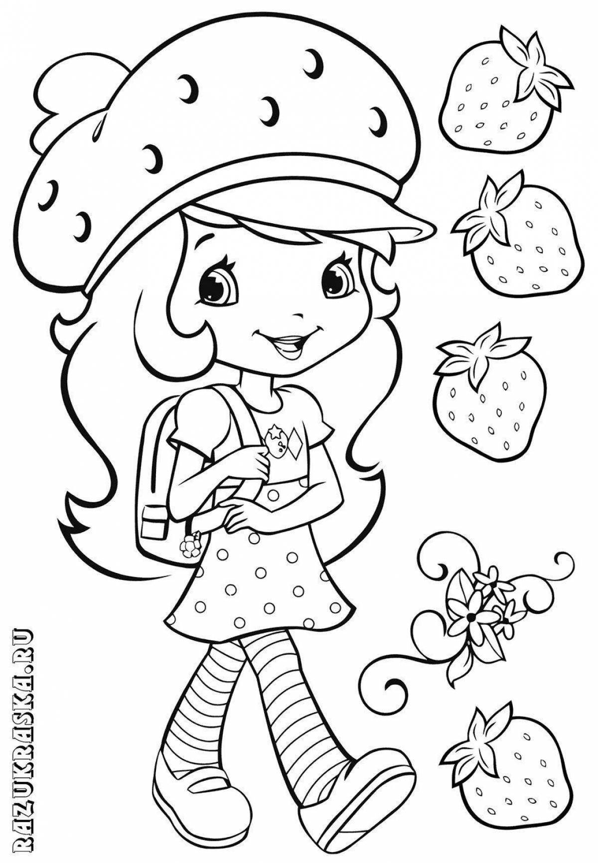 Adorable strawberry girl coloring book