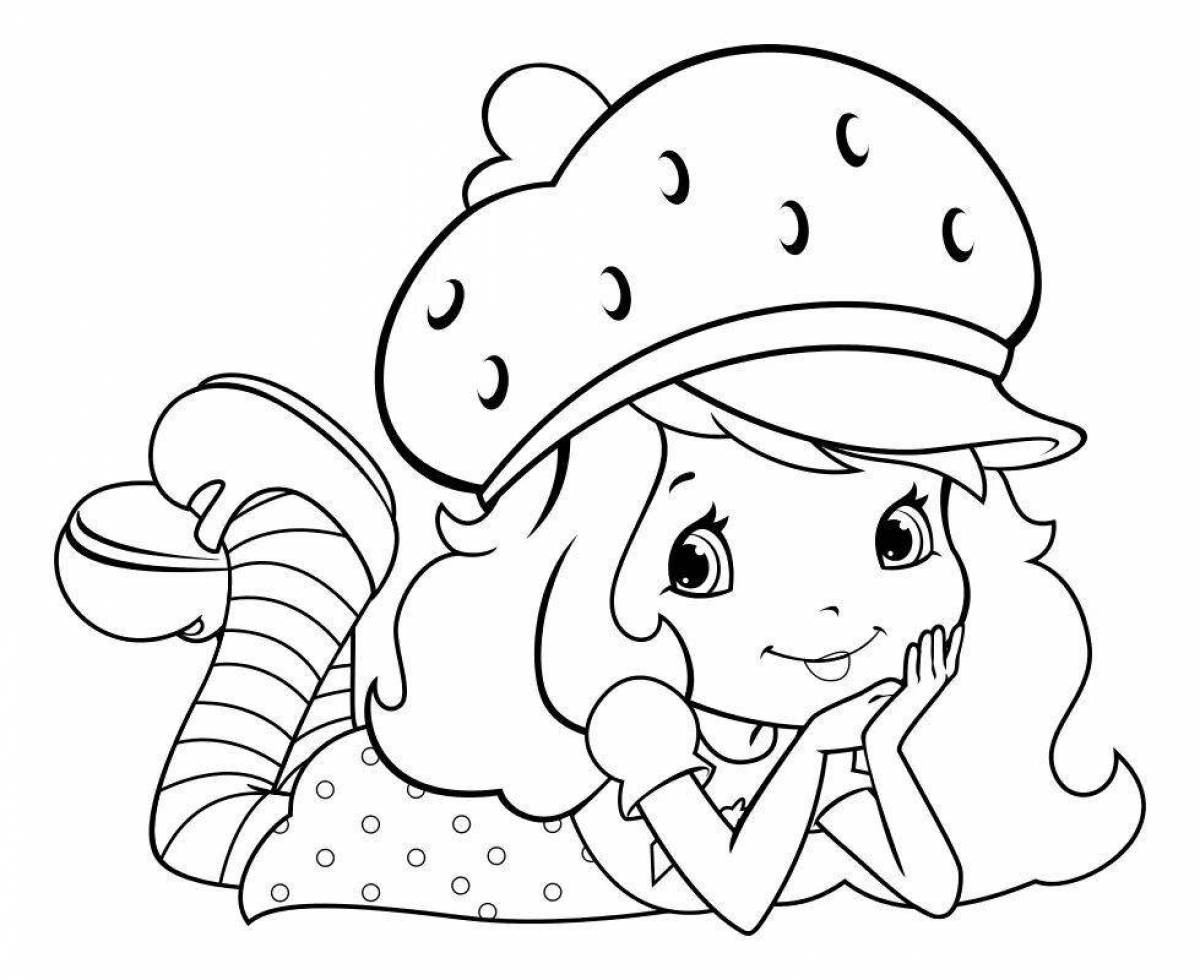 Adorable strawberry girl coloring book