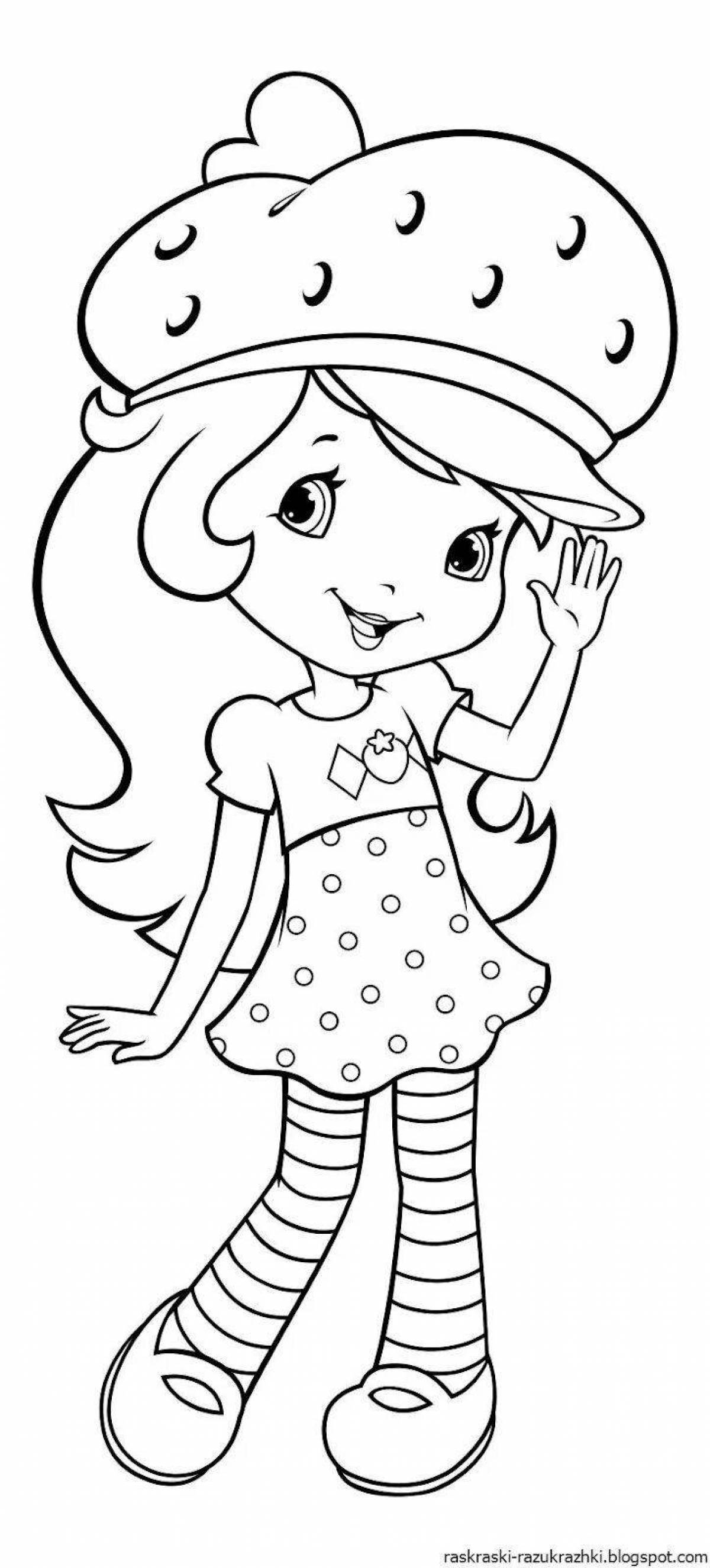 Sweet strawberry girl coloring book