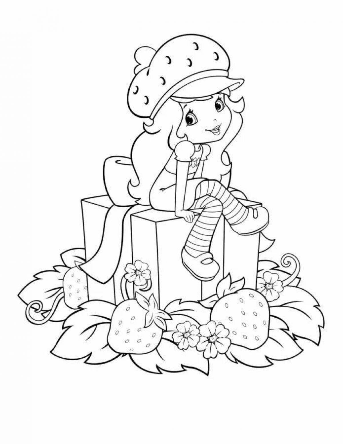 Sunny strawberry coloring page