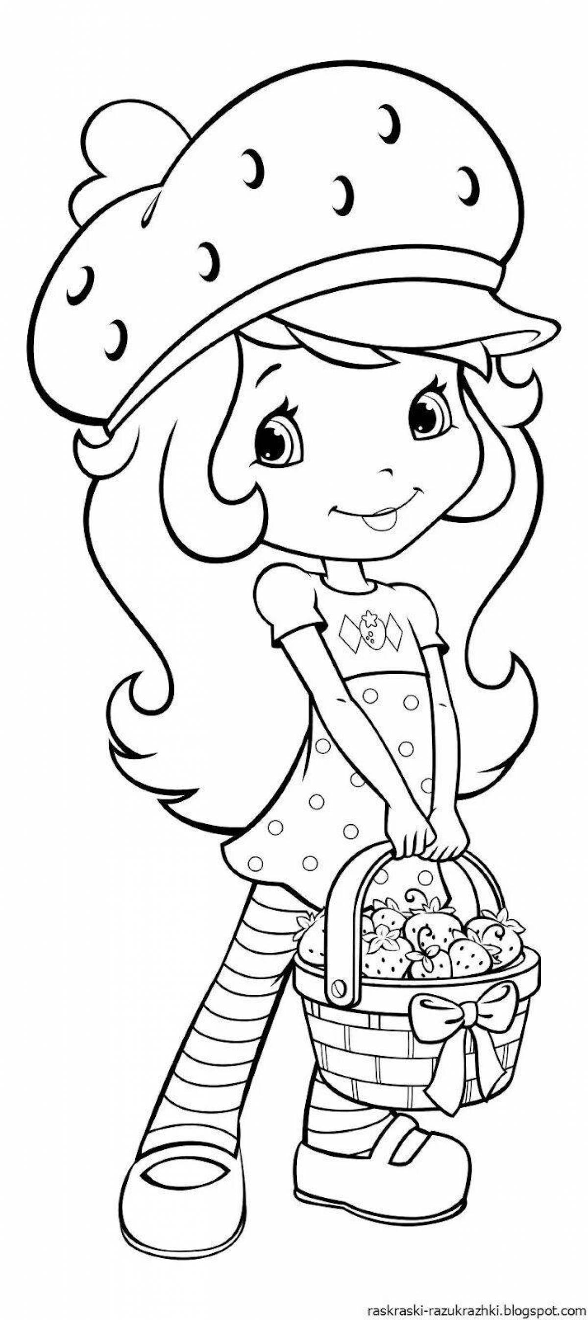 Coloring book excited strawberry