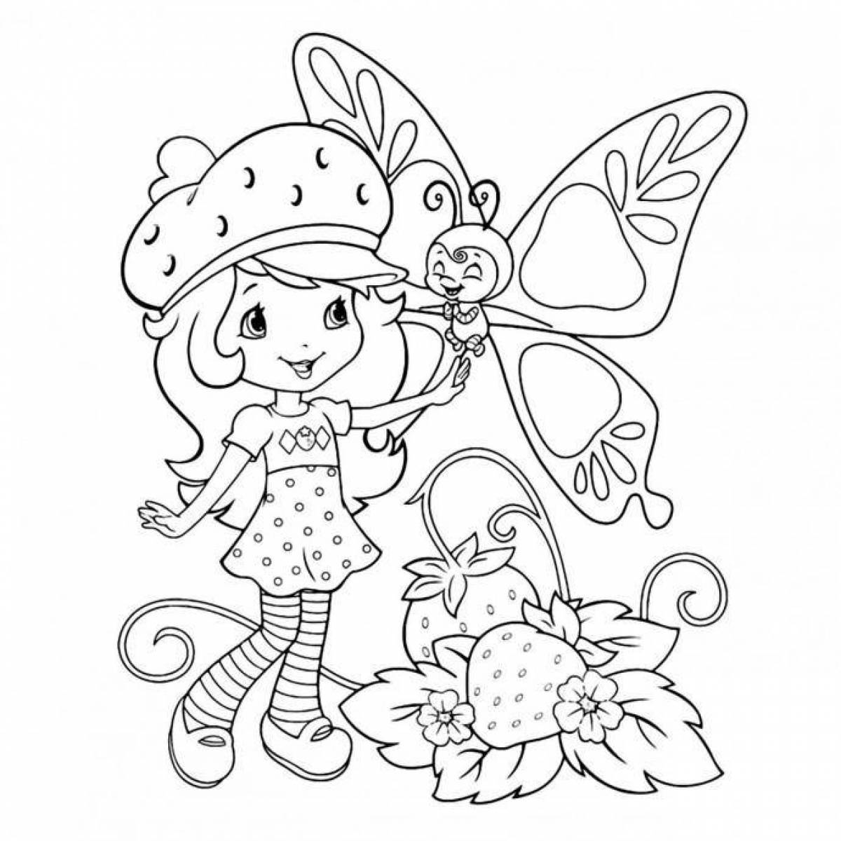 Coloring page adorable strawberry