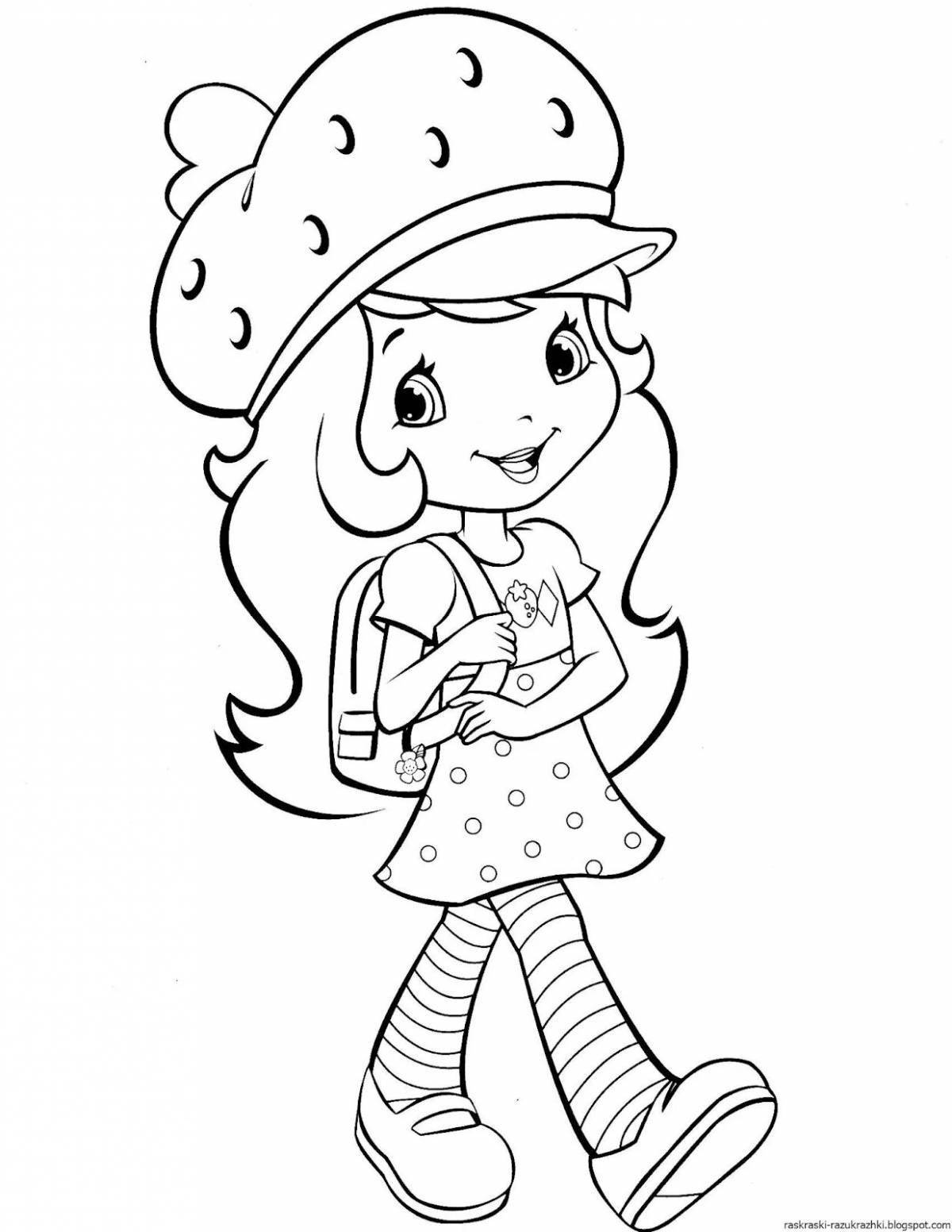 Blissful strawberry girl coloring book