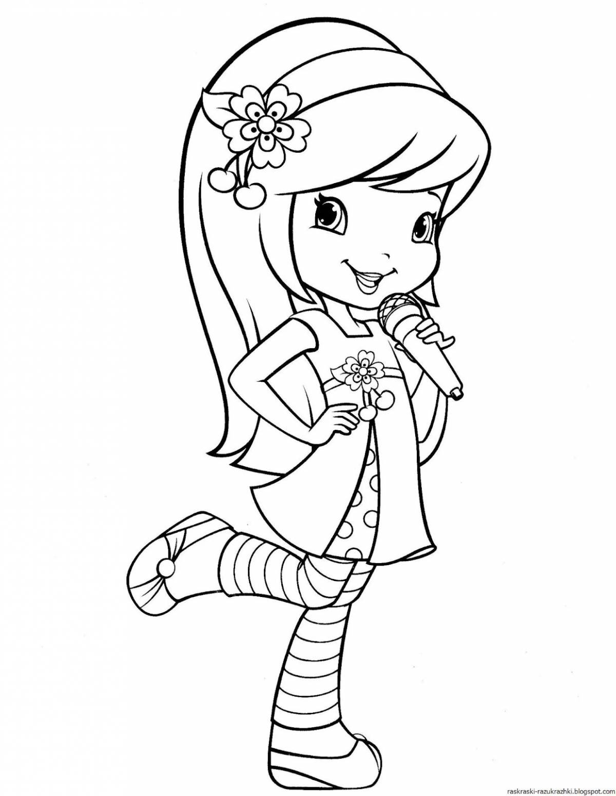 Coloring page joyful strawberry