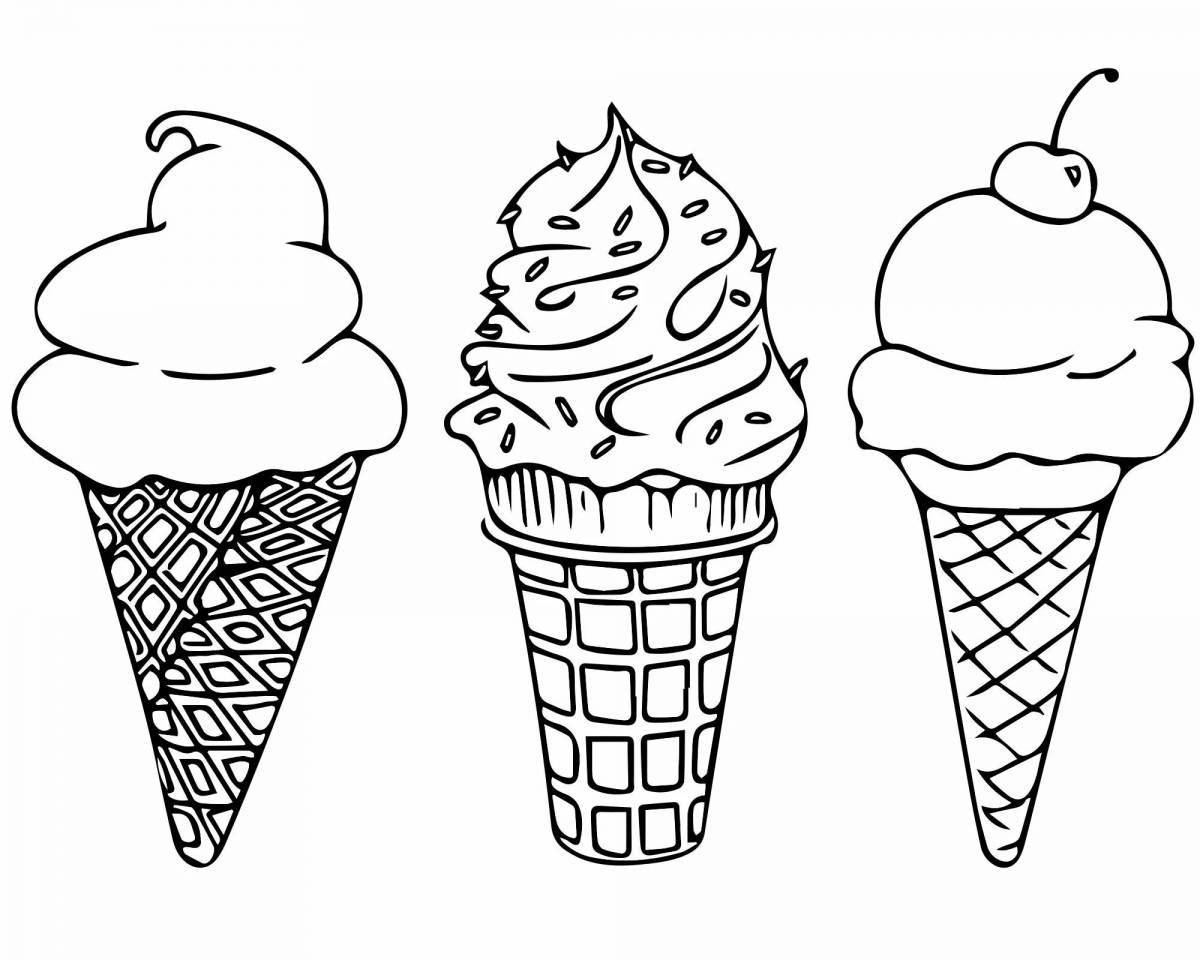 Colorful ice cream coloring page for kids