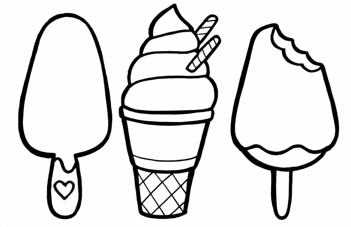 Веселая раскраска мороженого для детей 4-5 лет