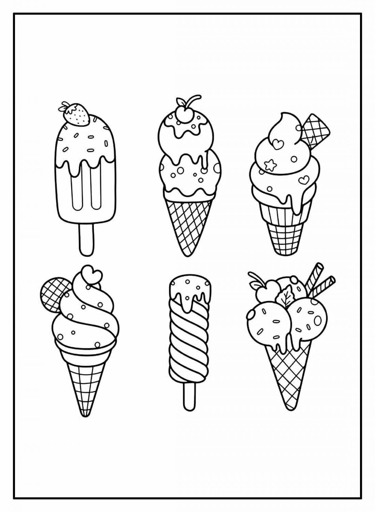 Веселая раскраска мороженого для малышей