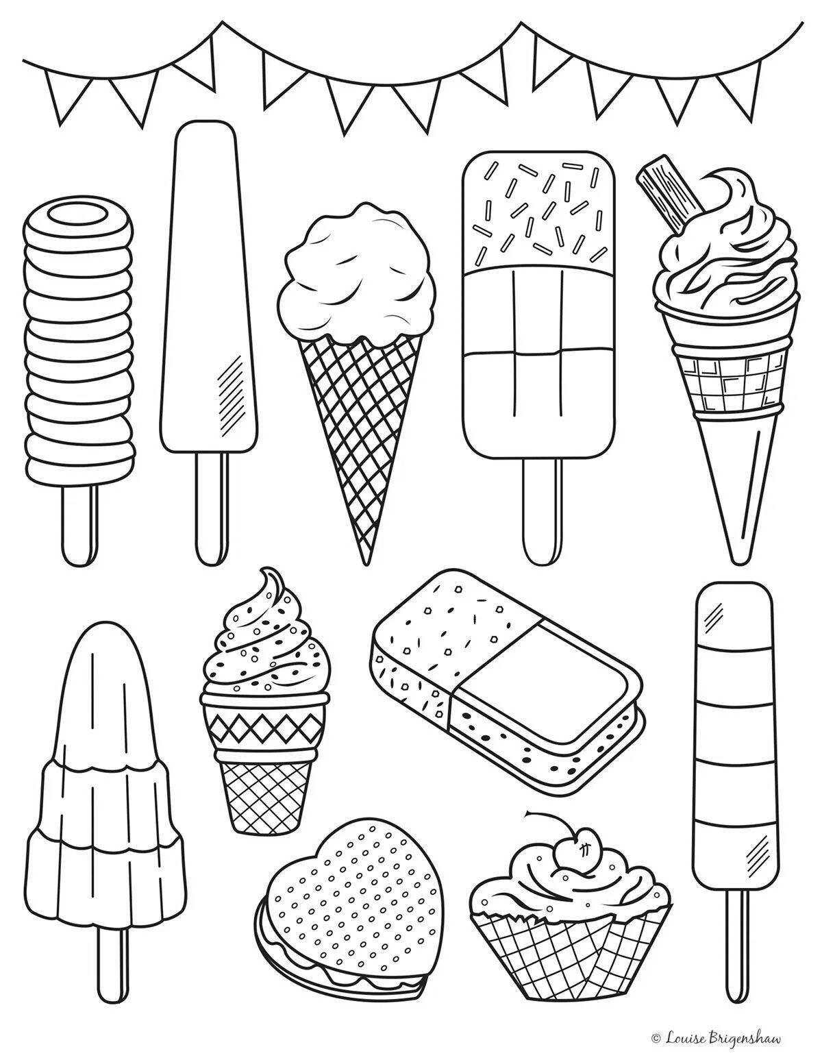 Увлекательная раскраска «мороженое» для детей 4-5 лет