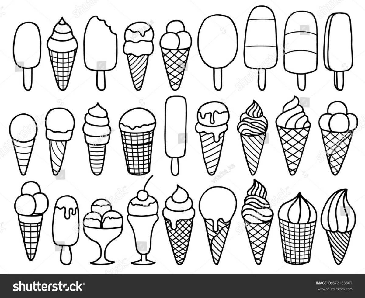 Сказочная страница раскраски мороженого для детей