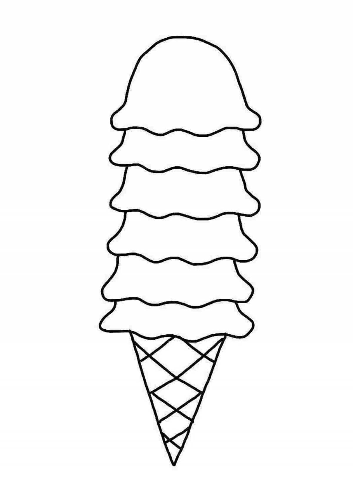Glowing ice cream coloring page for kids