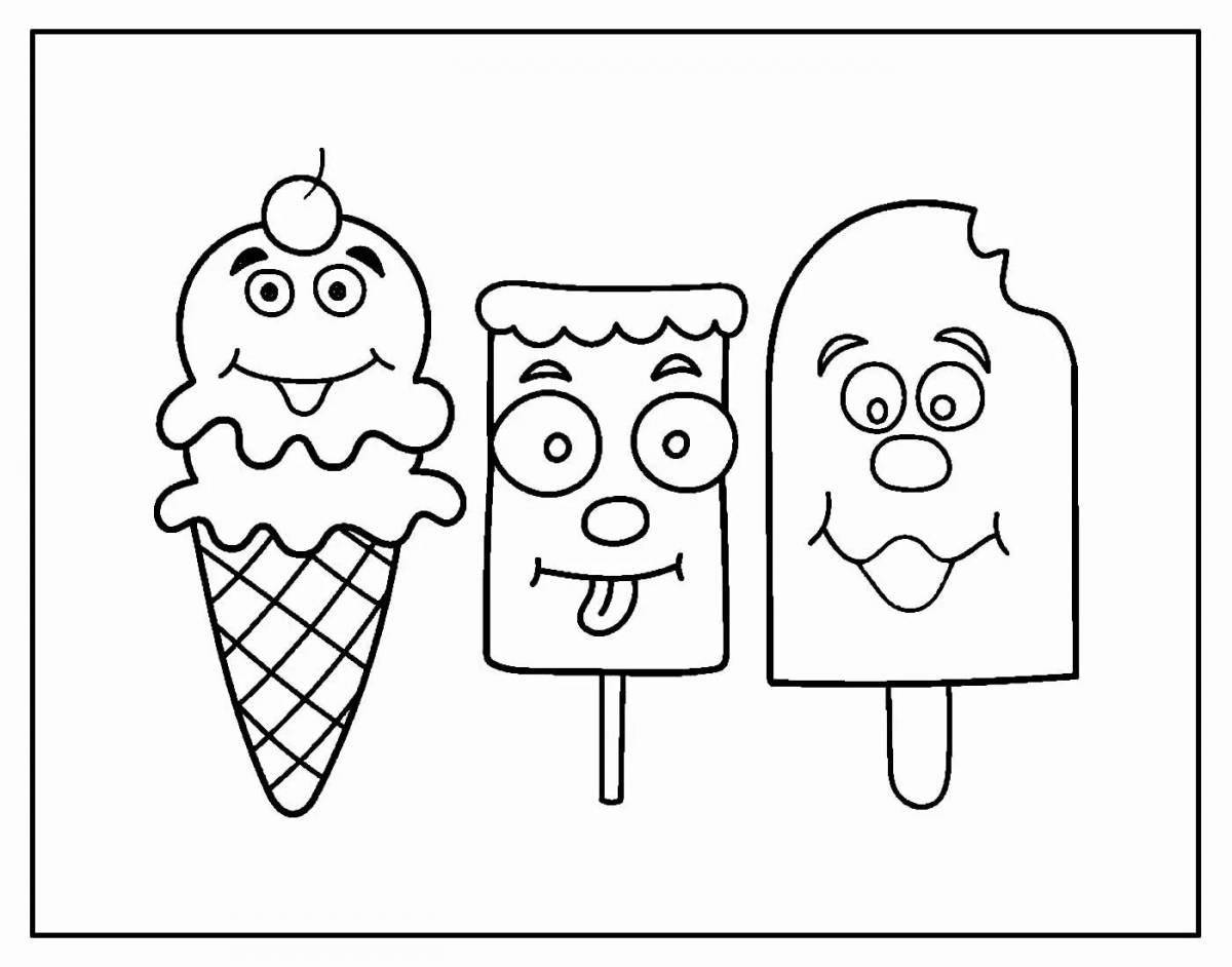 Coloring book joyful ice cream for children 4-5 years old