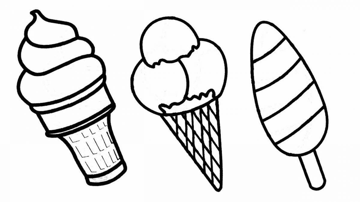 Live coloring of ice cream for children