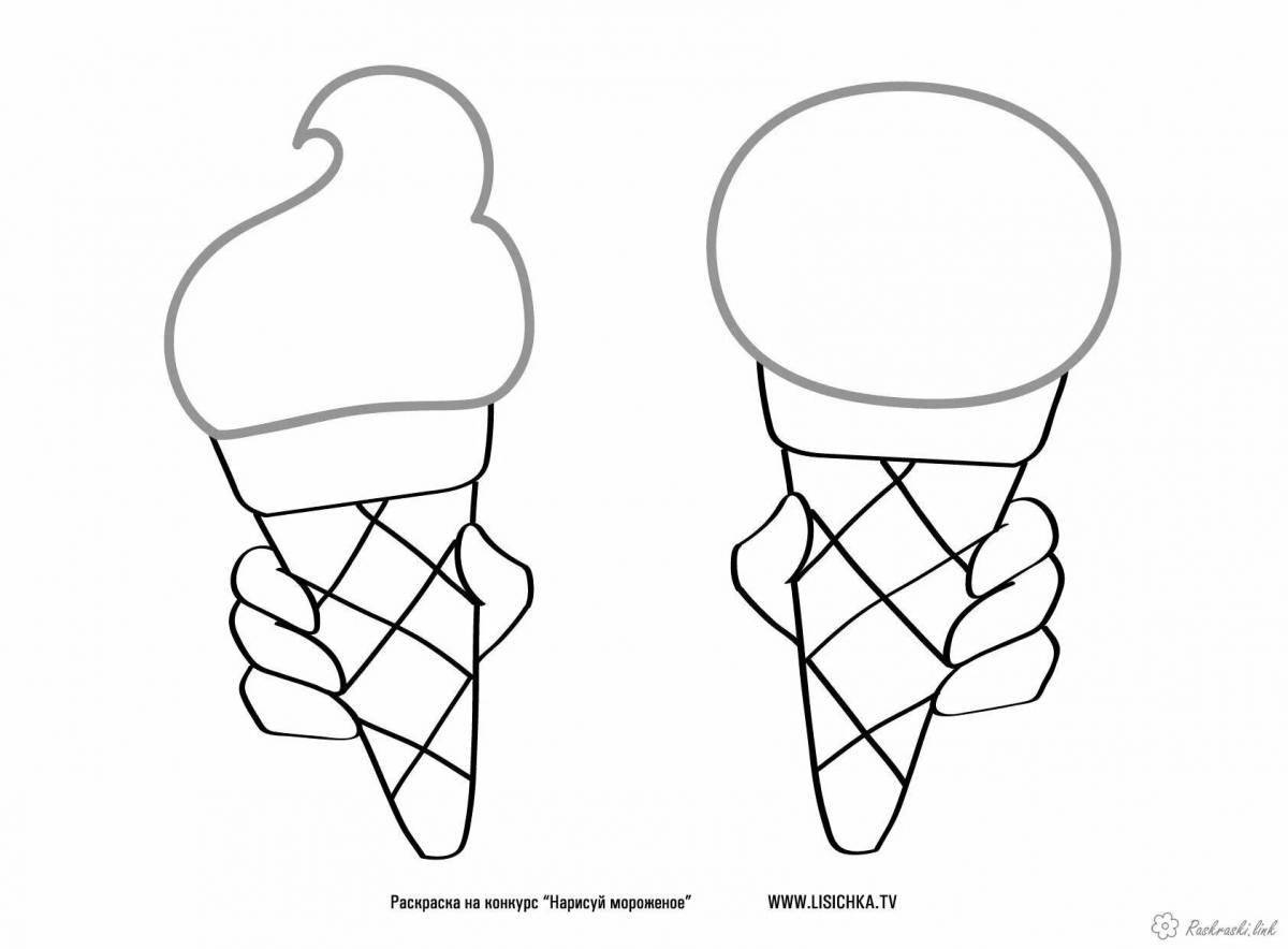 Яркая раскраска мороженого для детей 4-5 лет