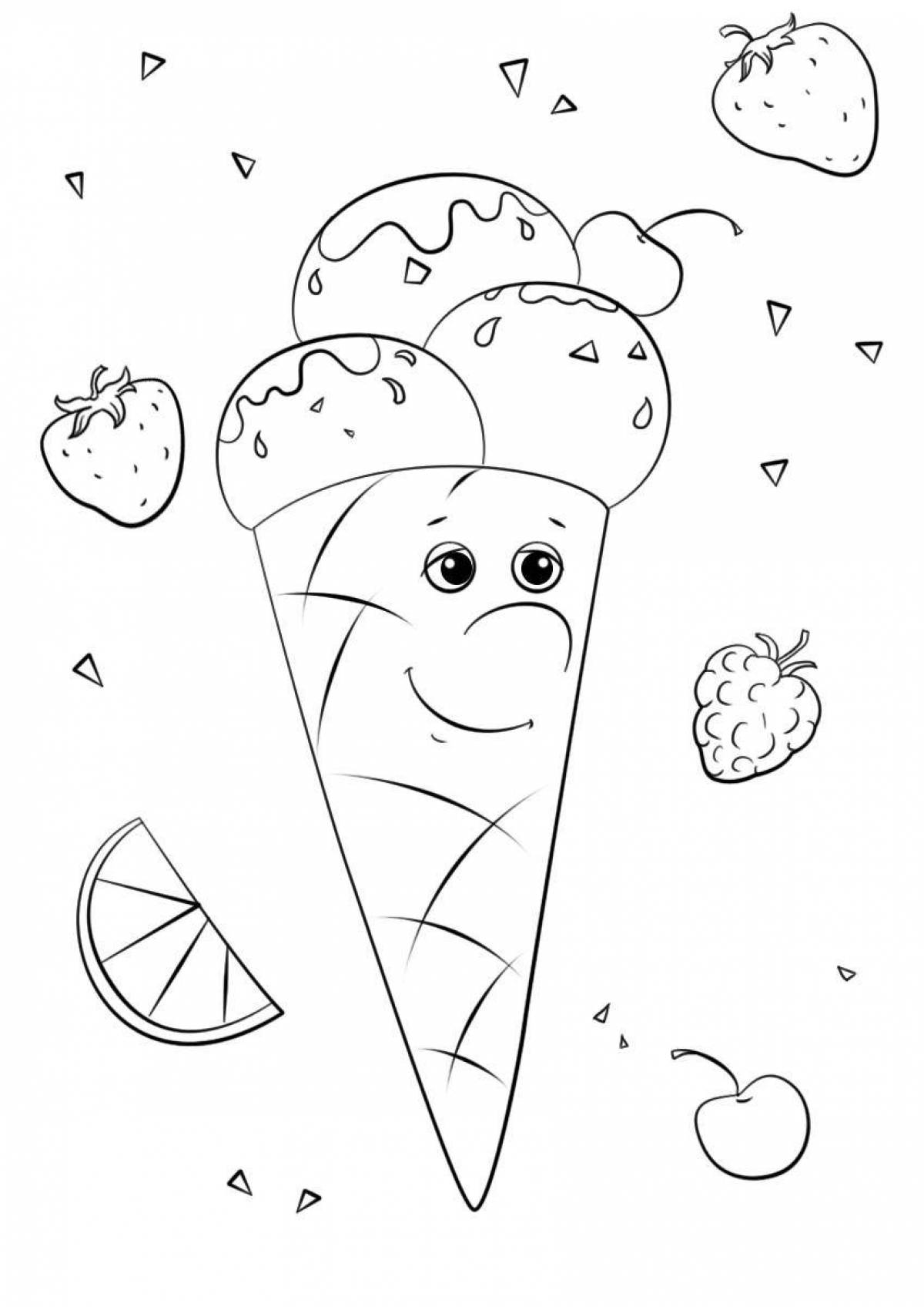 Playful ice cream coloring page for toddlers