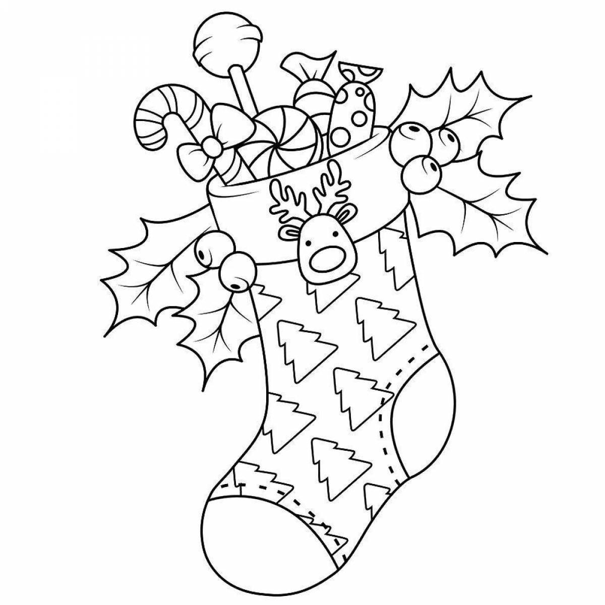 Christmas boots coloring page