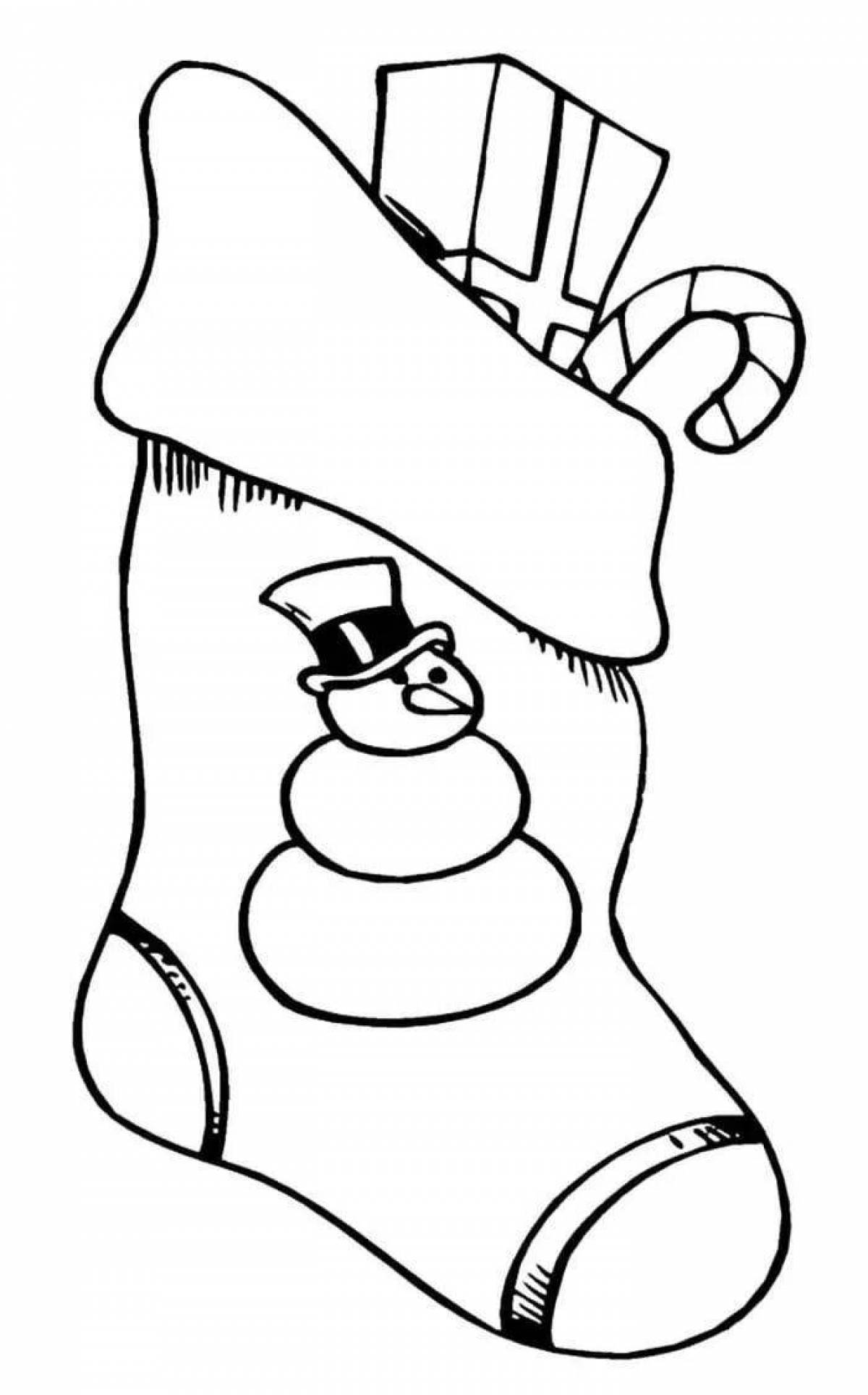 Colorful christmas boots coloring page