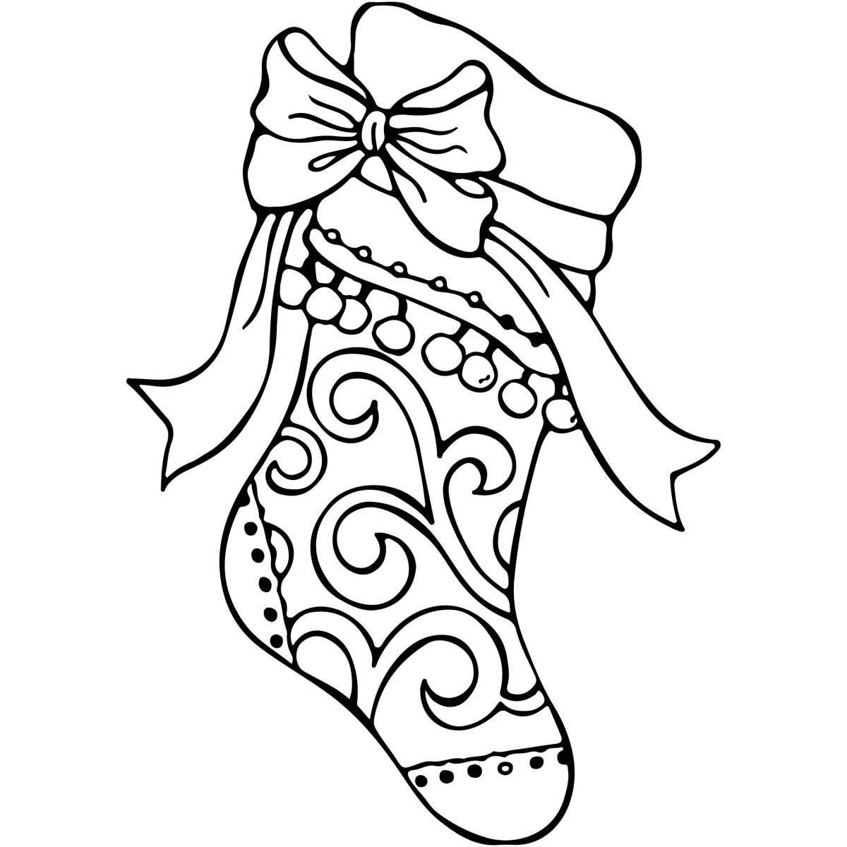 Glitter Christmas boots coloring page