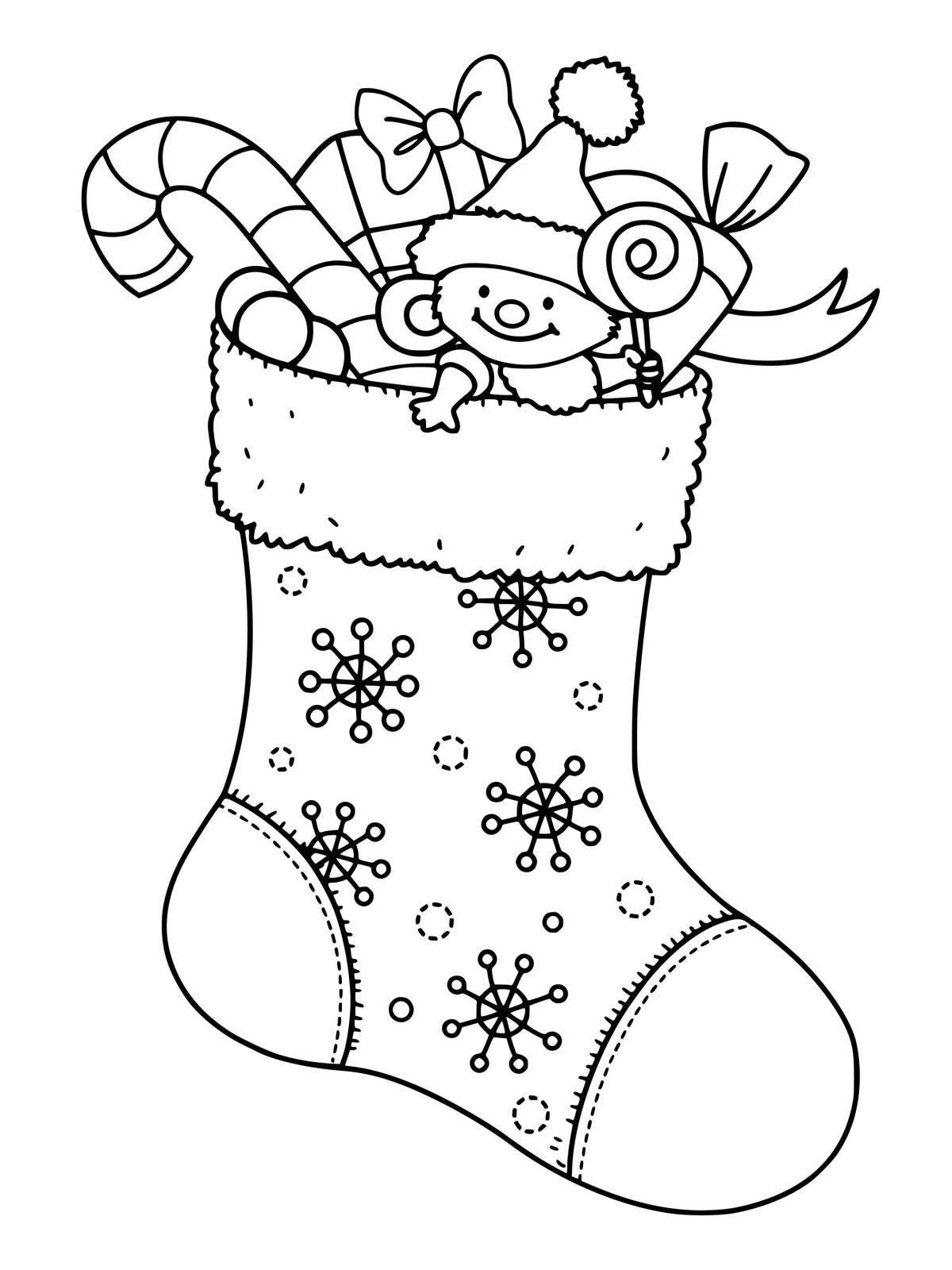 Luminous Christmas boots coloring page