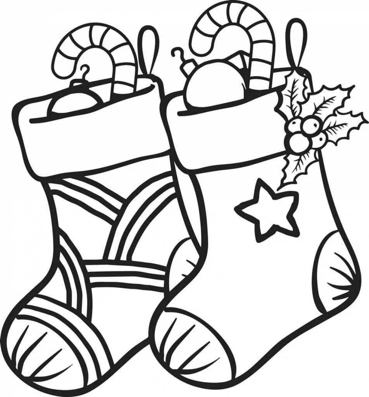 Gorgeous christmas boots coloring page