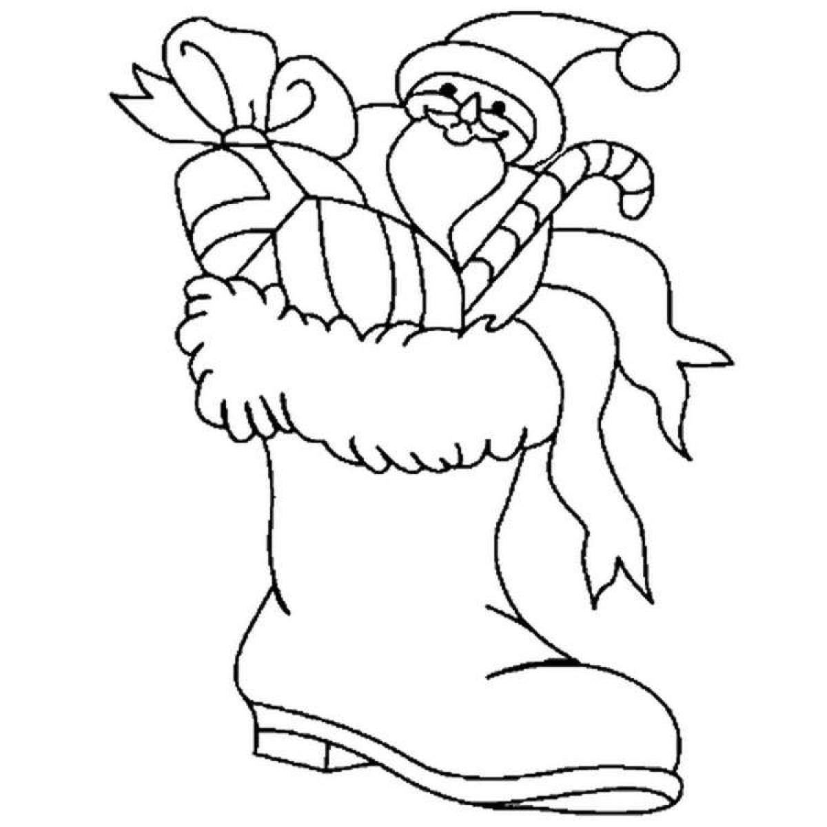 Exquisite christmas boots coloring page