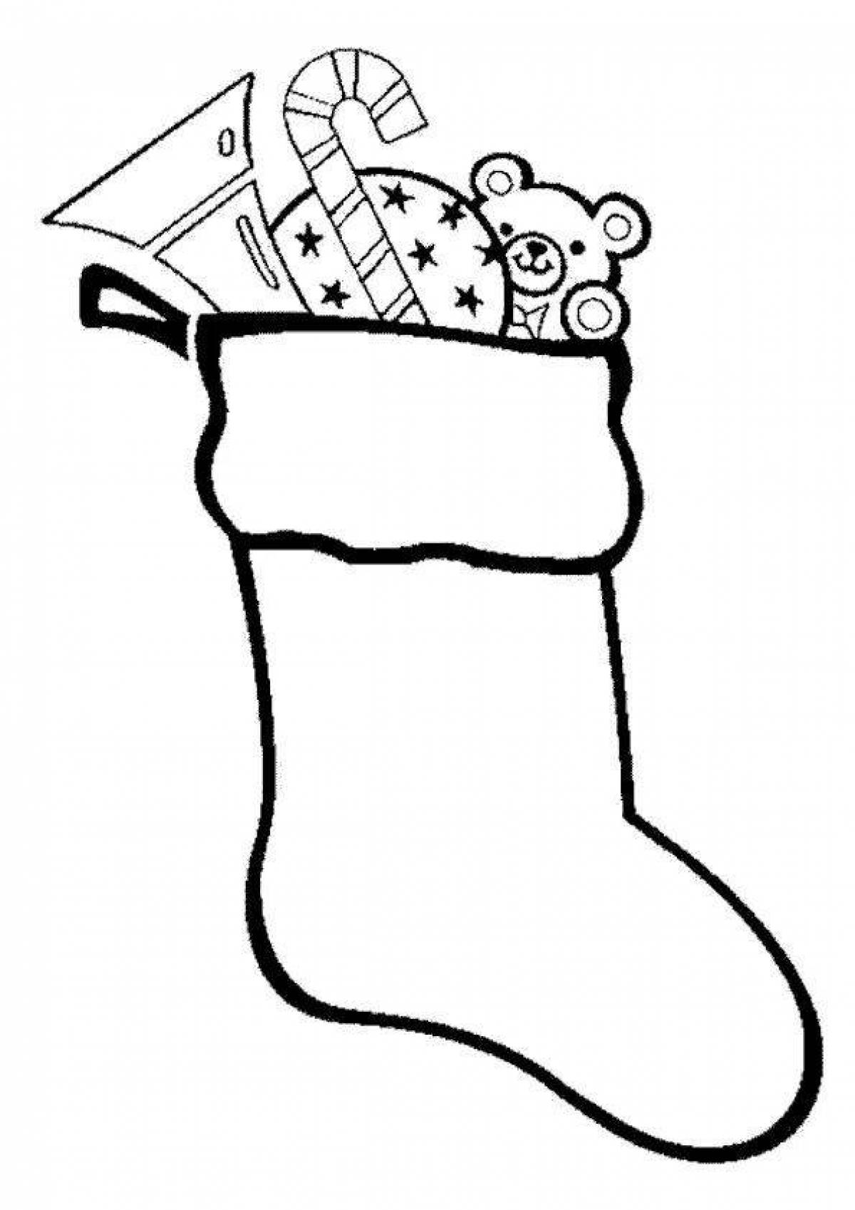 Glamourous Christmas boot coloring page