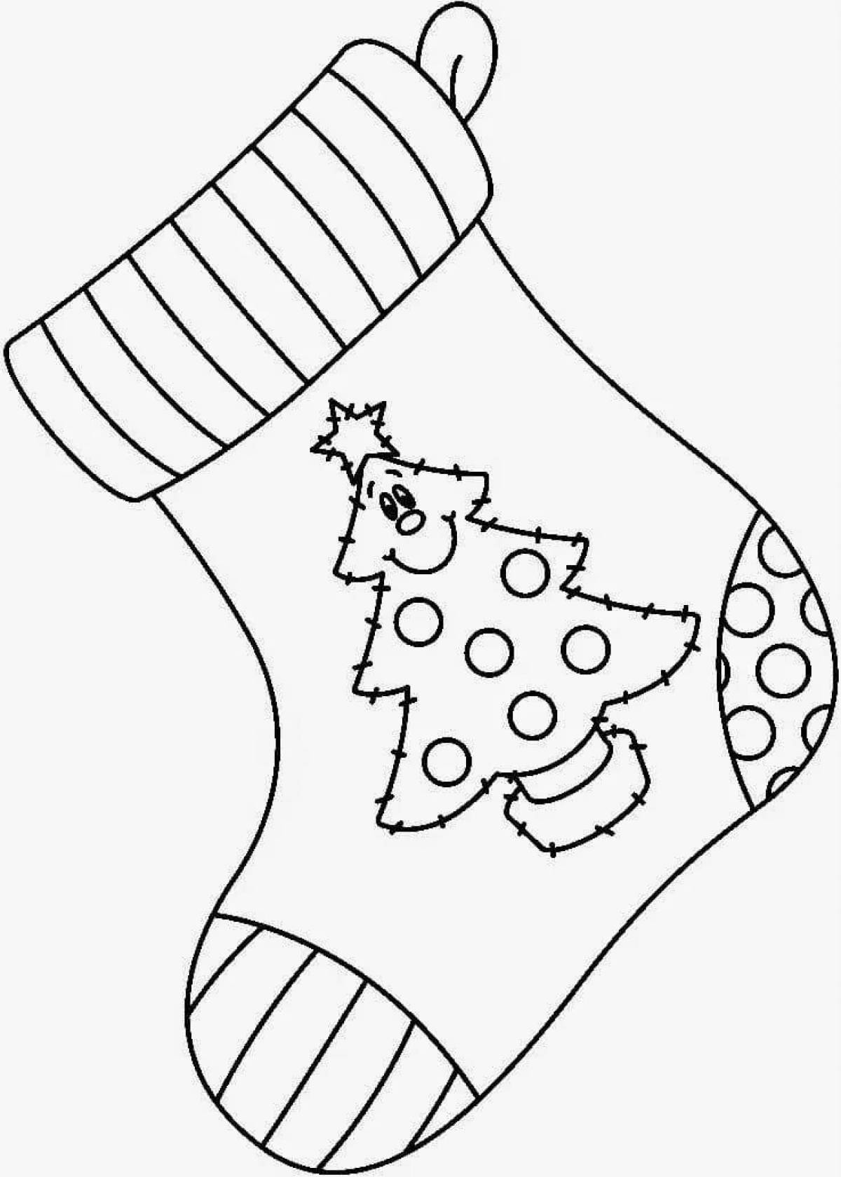 Decorative christmas boot coloring page