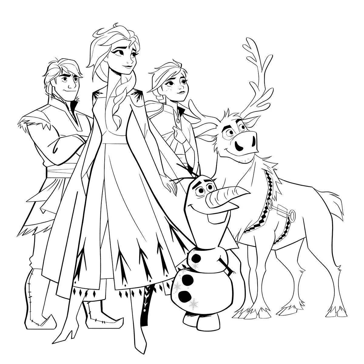 Fun coloring drawing of Elsa