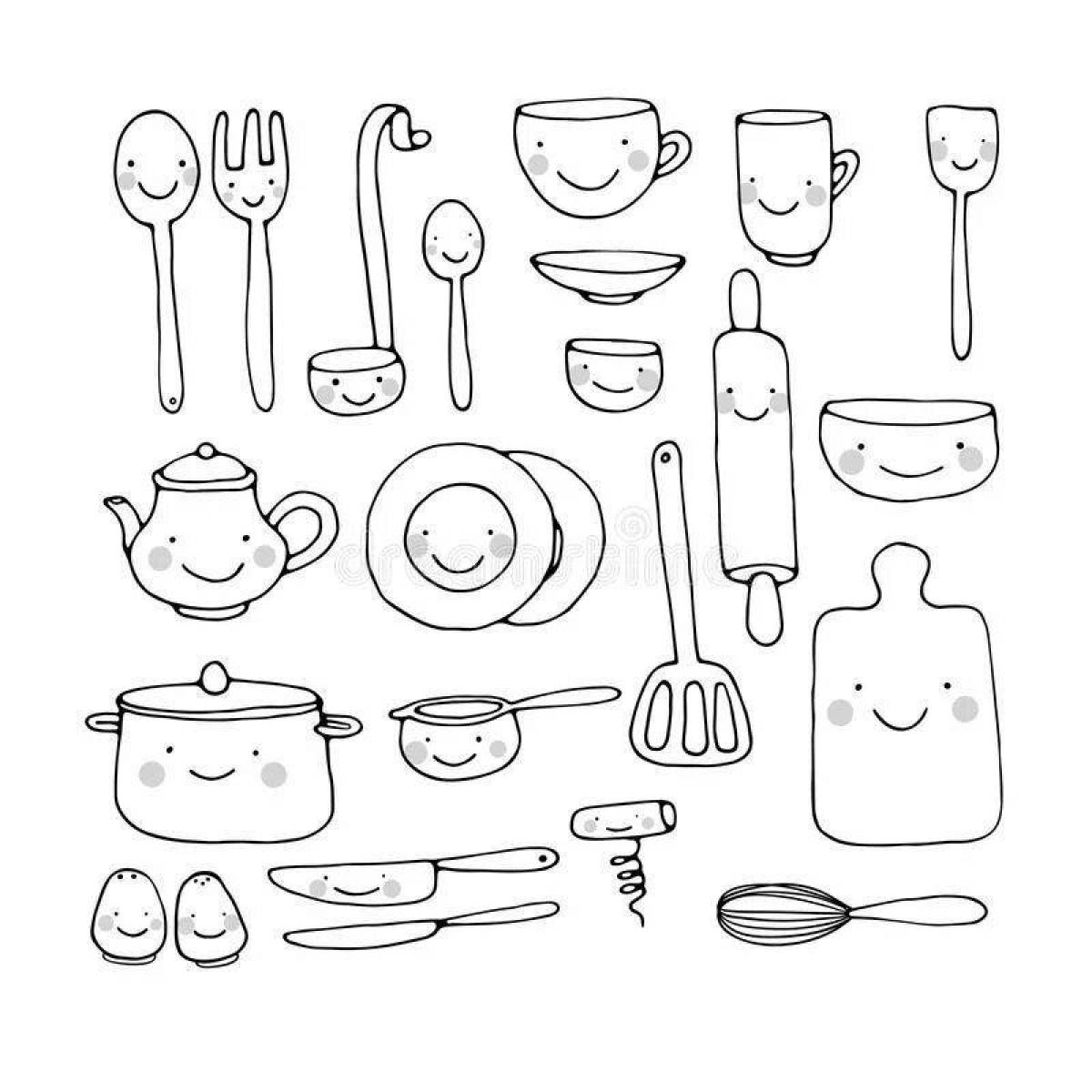 Adorable kitchen appliances coloring page