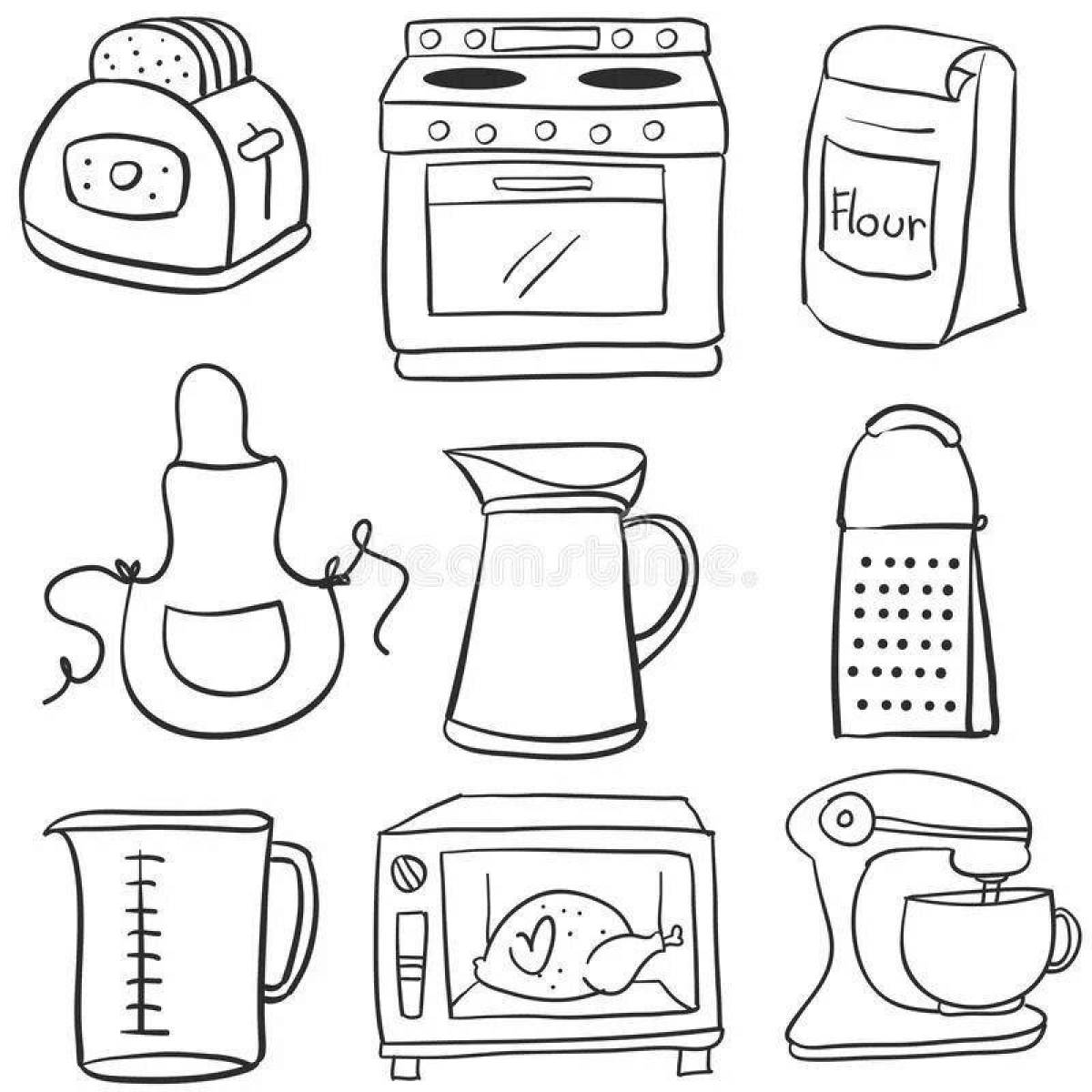 Fancy kitchen appliances coloring page