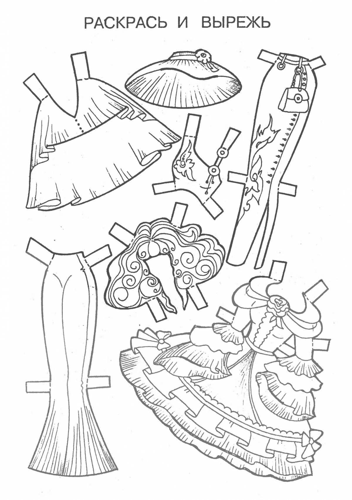 Lovely coloring paper barbie doll with clothes to cut out
