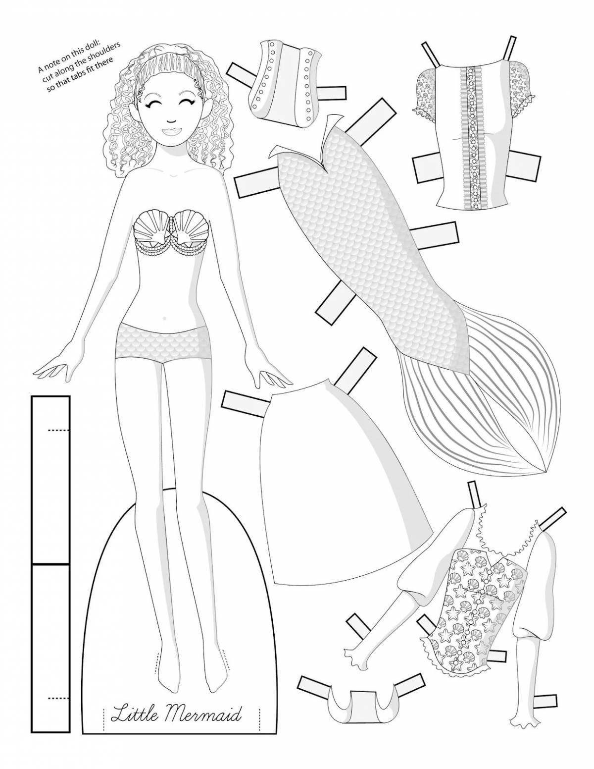 Magic coloring paper barbie doll with clothes to cut out