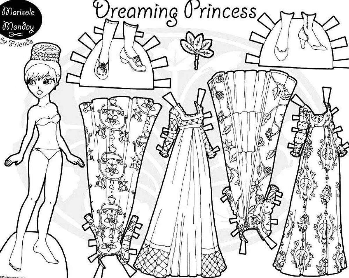 Fascinating coloring paper barbie doll with clothes to cut out