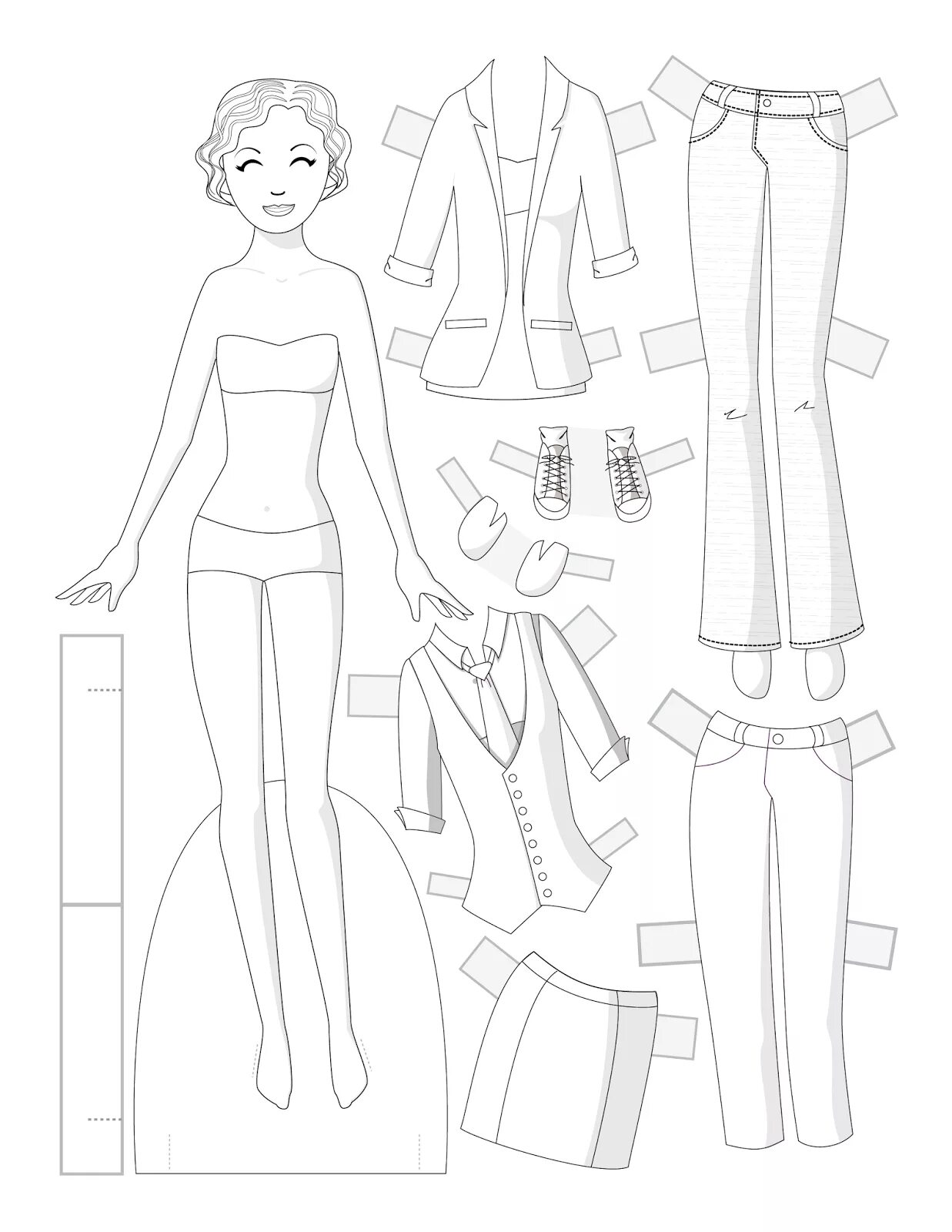 Fun coloring paper barbie doll with clothes to cut out