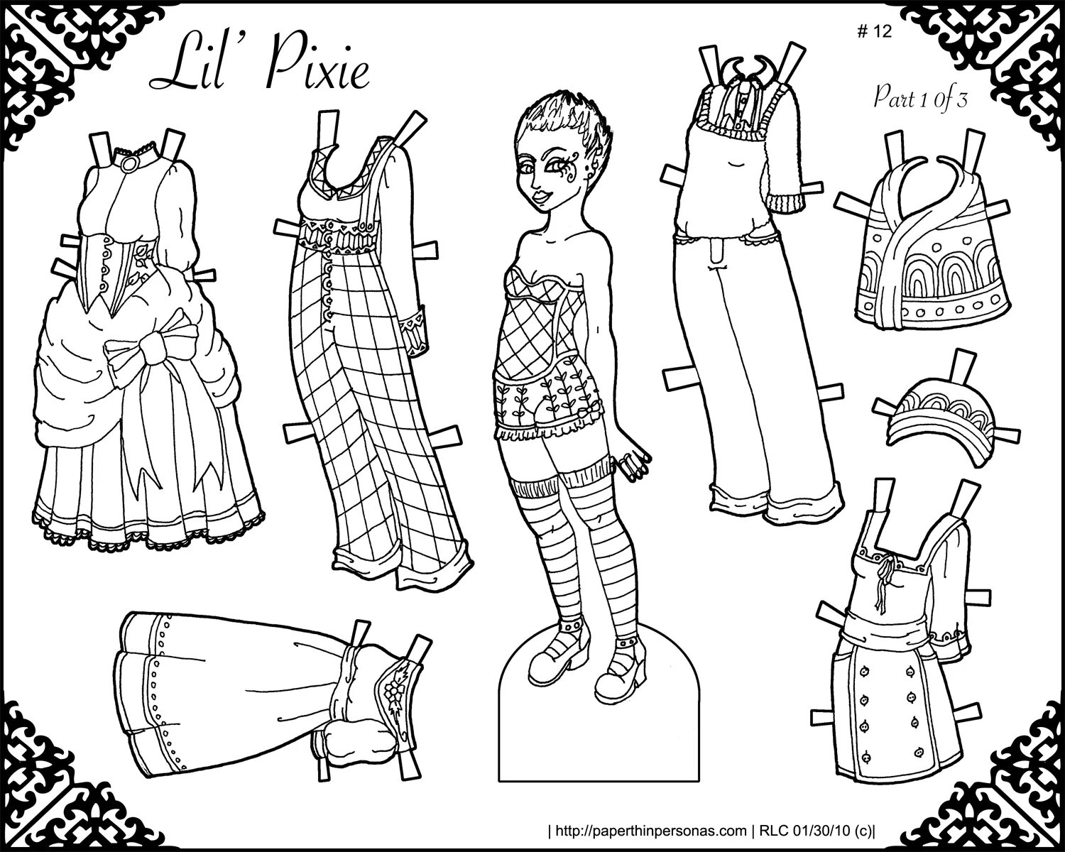 Barbie paper doll with cut out clothes #3