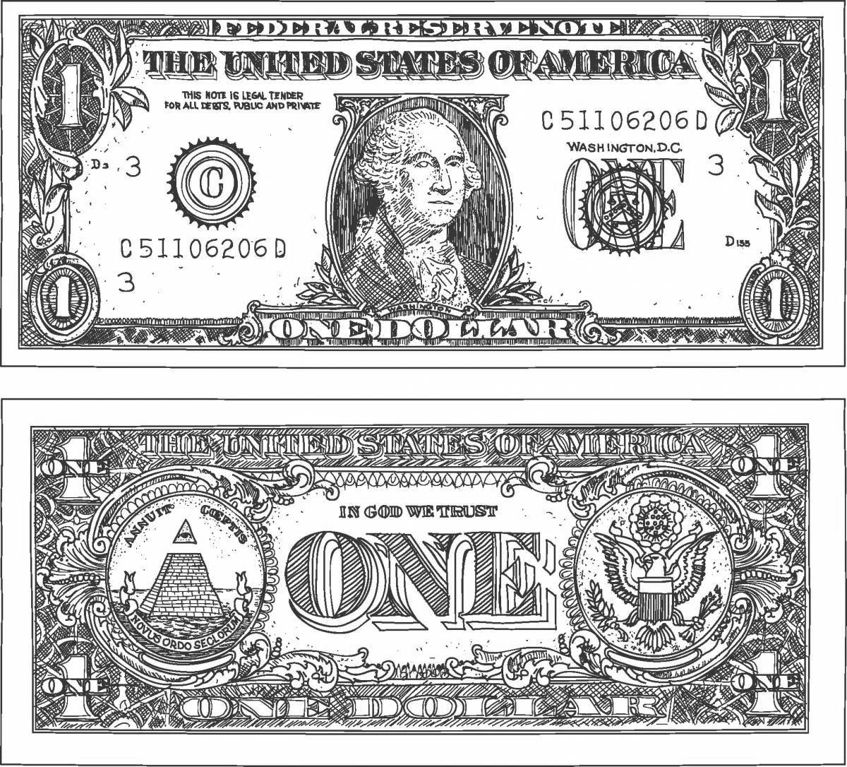 Очаровательная раскраска бумажных денег