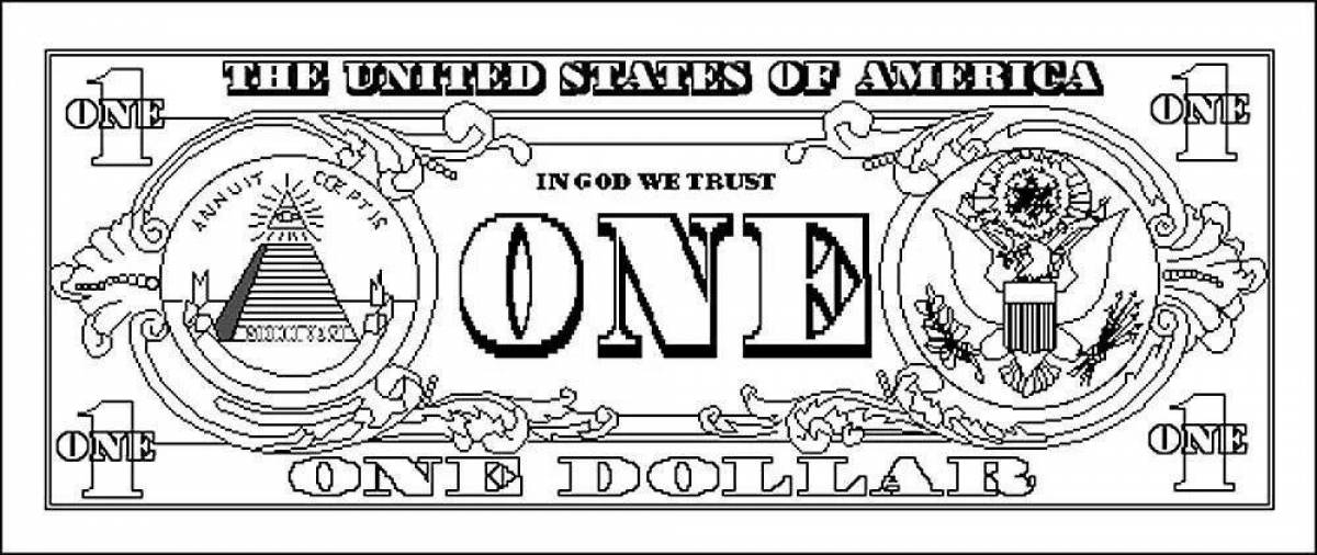 Coloring page magical paper money
