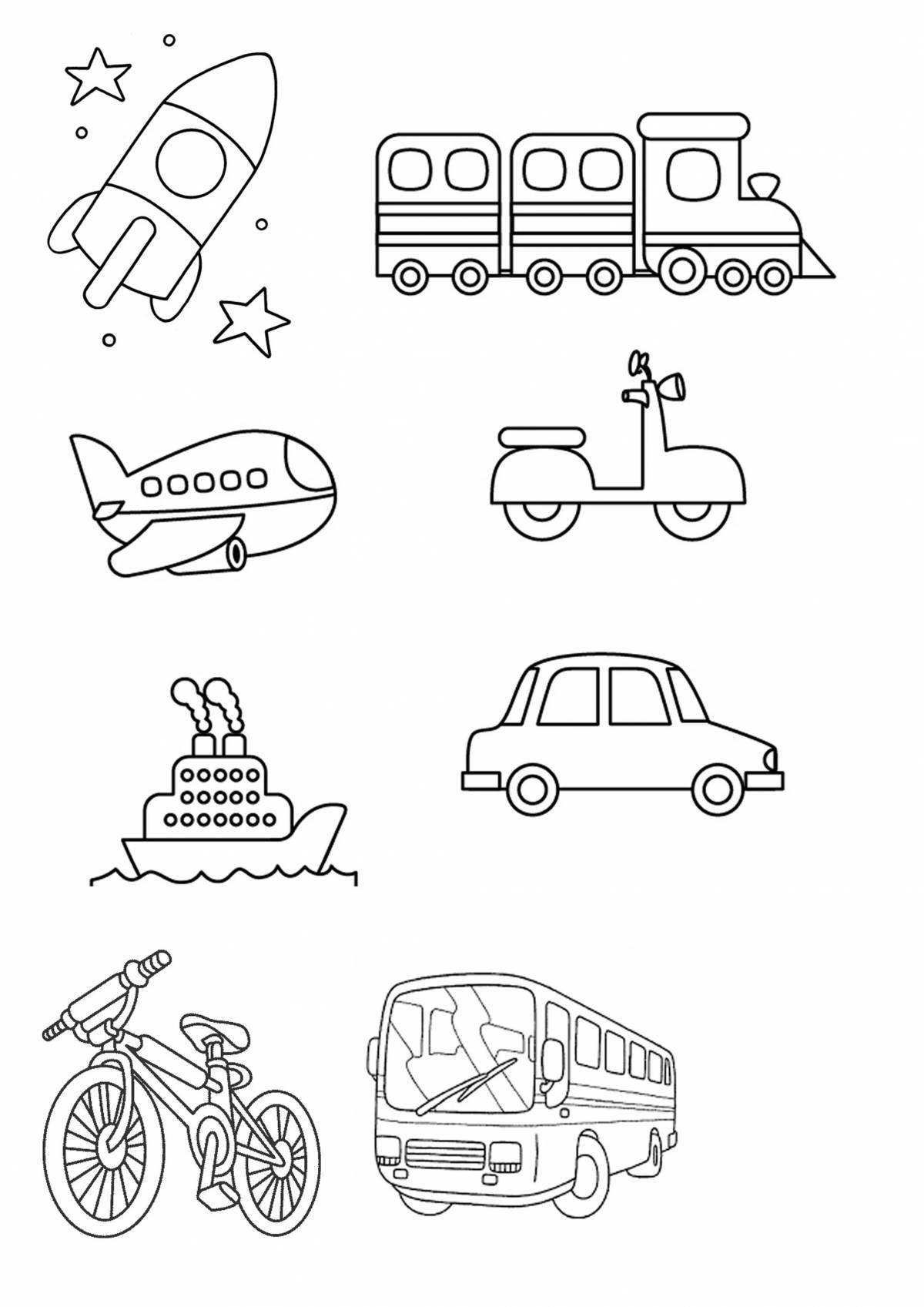 Fun transport coloring book for kids 6-7 years old