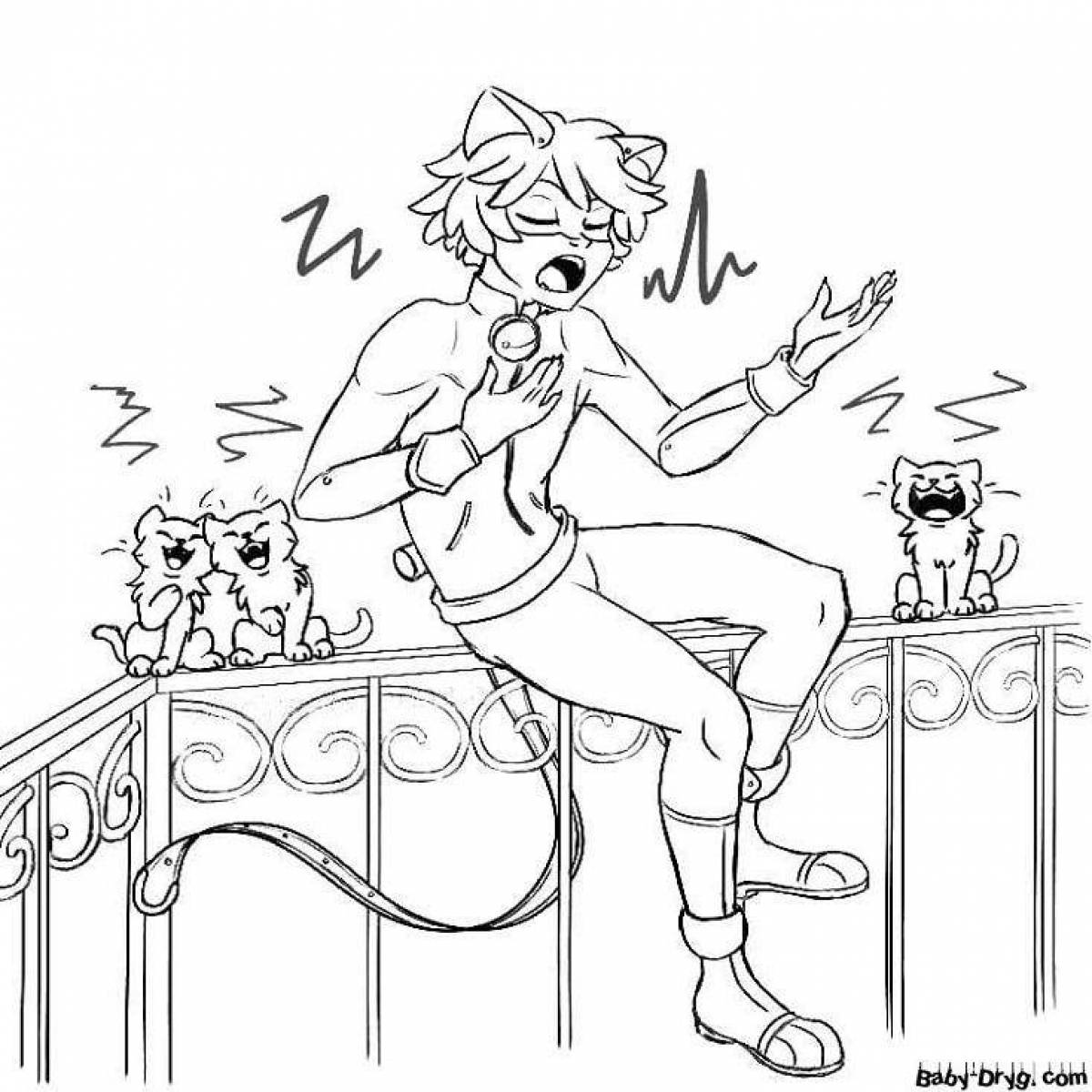 Fancy cat lady coloring page