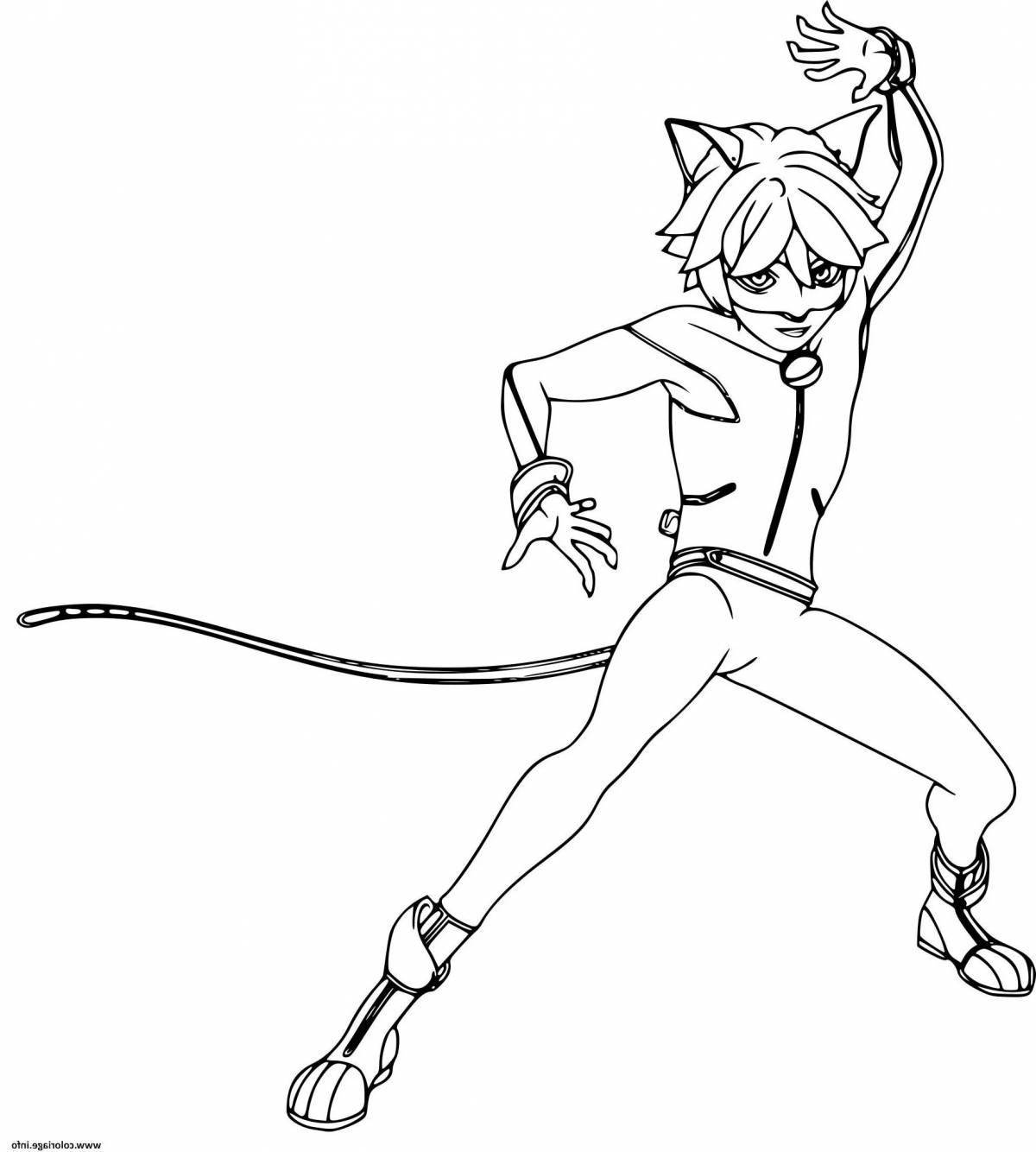 Coloring page energetic cat lady