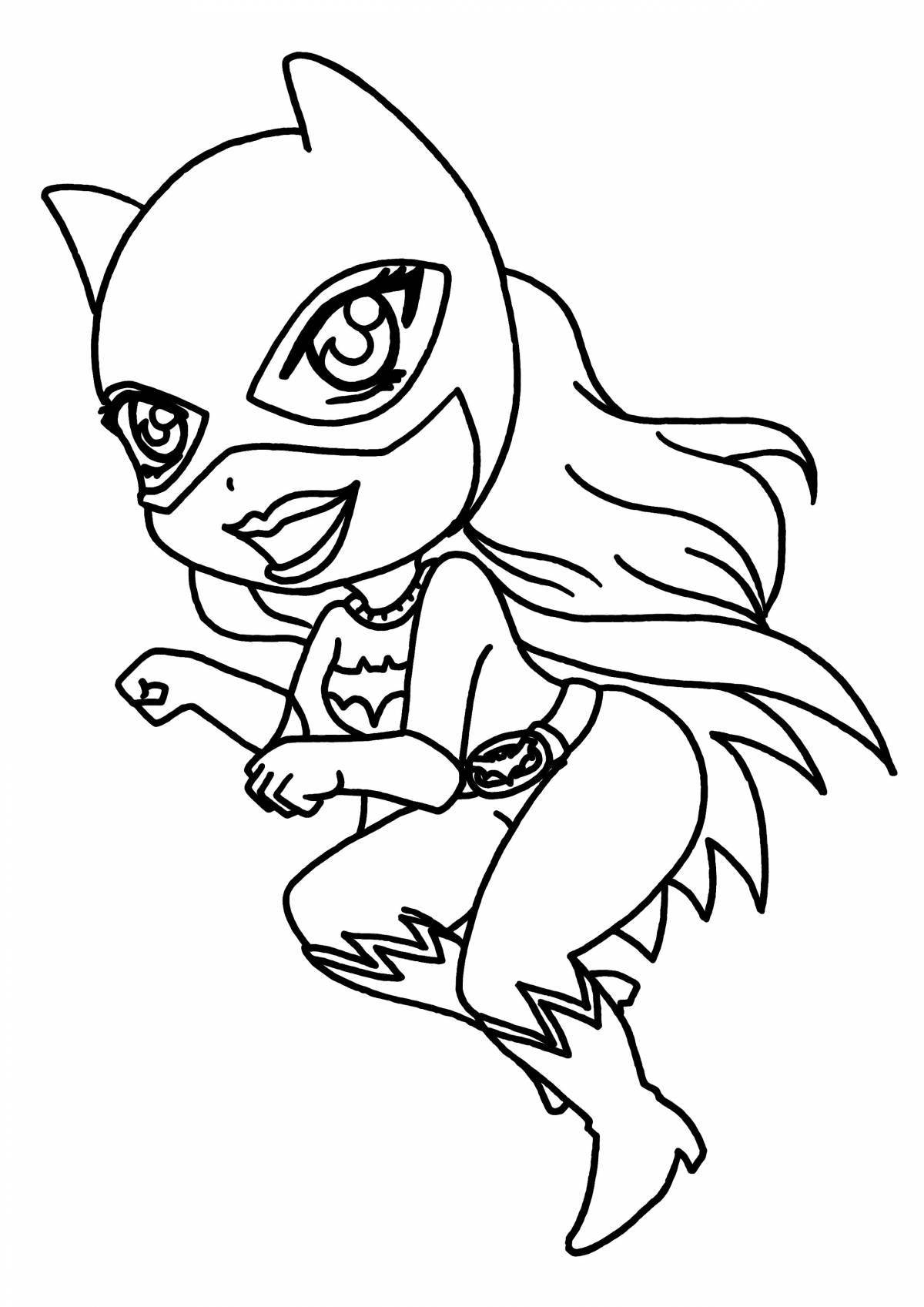 Coloring page cheerful cat lady