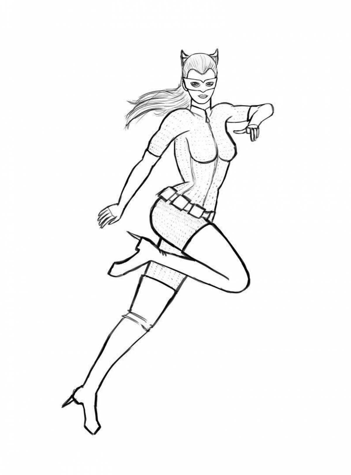 Colorful cat girl coloring page
