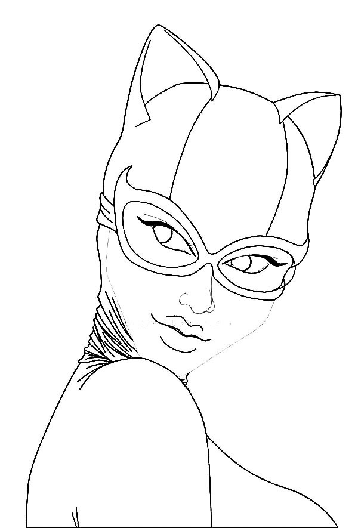 Coloring page graceful cat lady