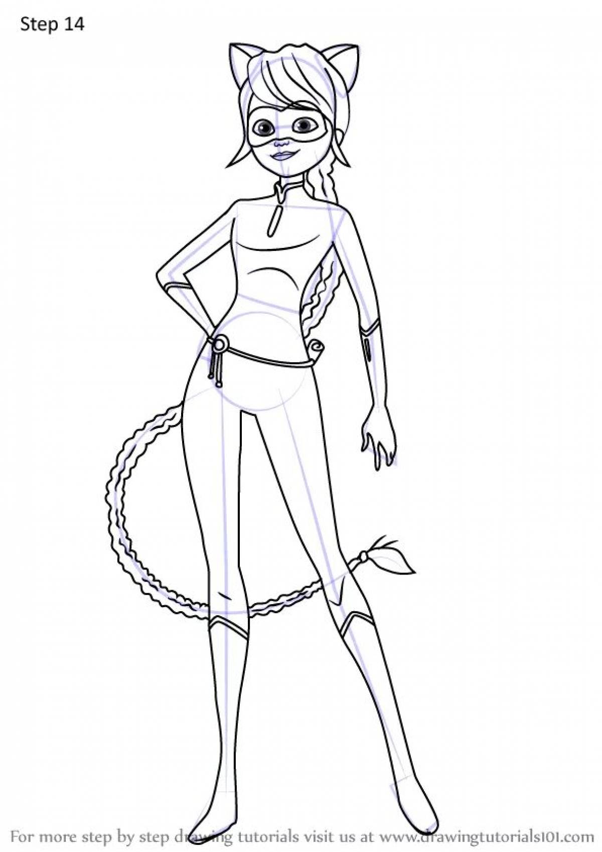 Coloring page stylish cat lady