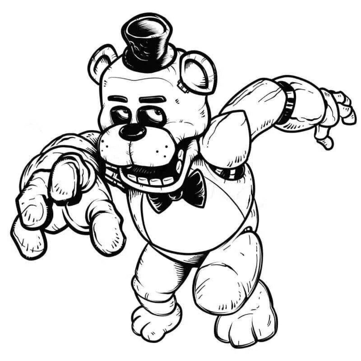 Colorful freddy bear coloring page