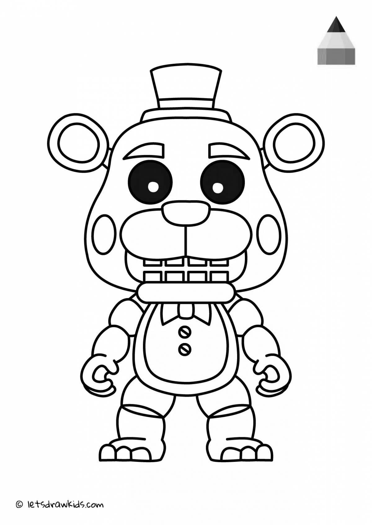 Fuzzy bear freddy coloring page