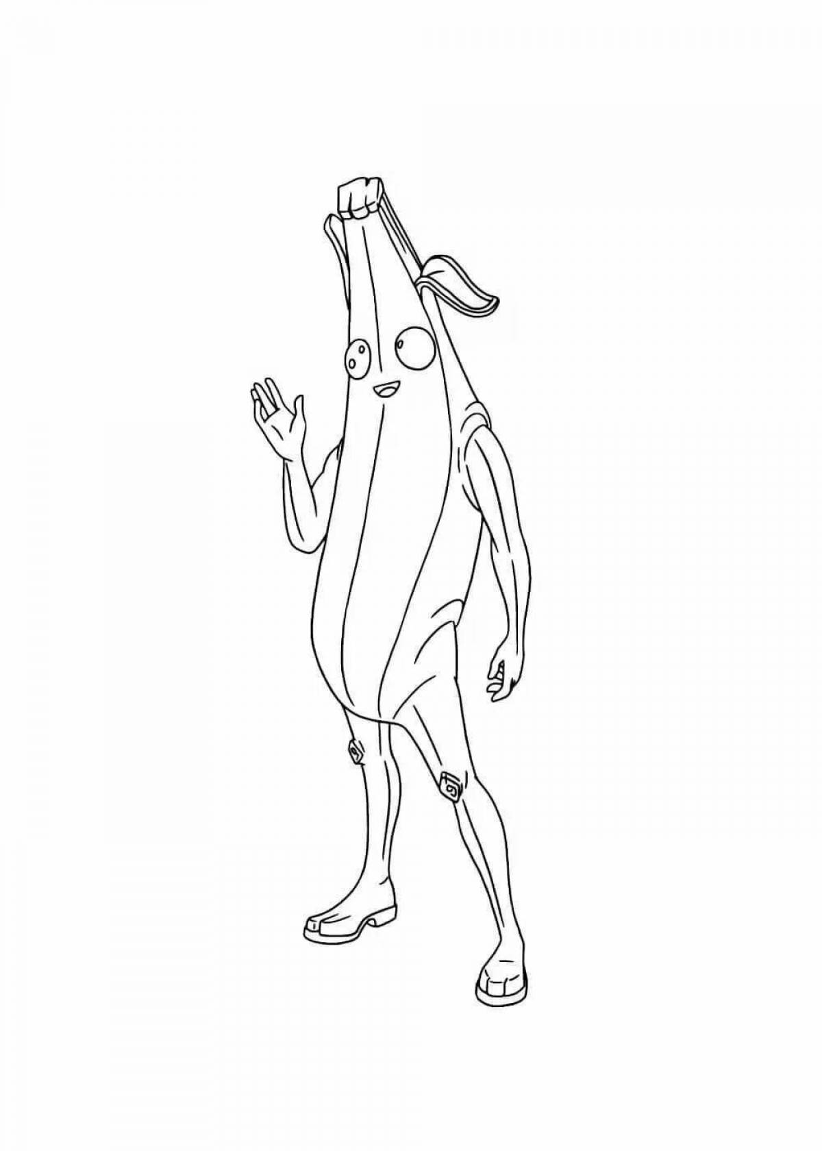 Color crazy banana fortnite coloring page